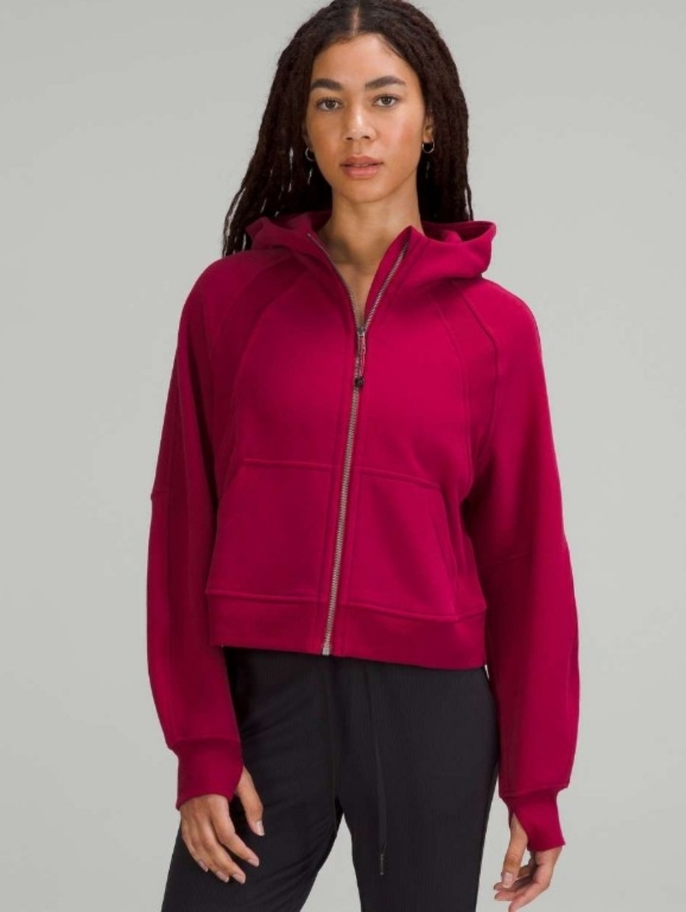 Lululemon Scuba Crop Full Zip Hoodie In Pink/Red Size XS/S
